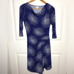 Vintage ECI Navy Blue Polka Dot Dress Size 6 – Office Ready & Starry Night Vibes